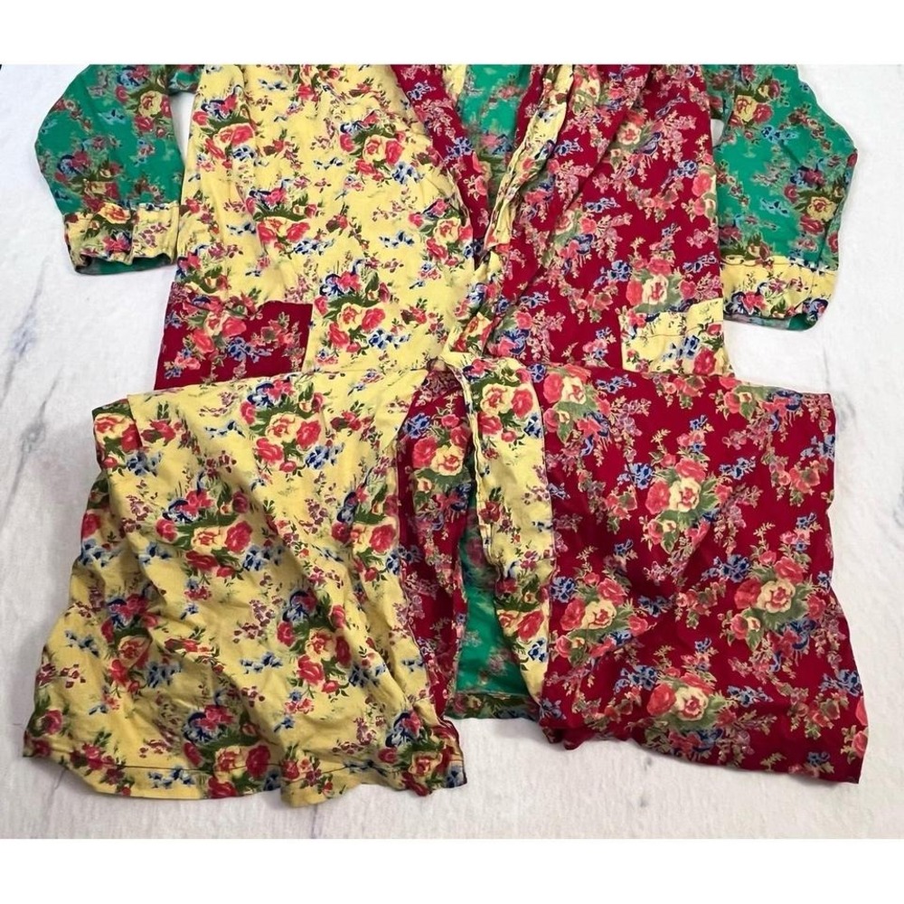 Smithsonian Institution Floral Patchwork Cotton Robe Boho Made in India Women's - Picture 5 of 8